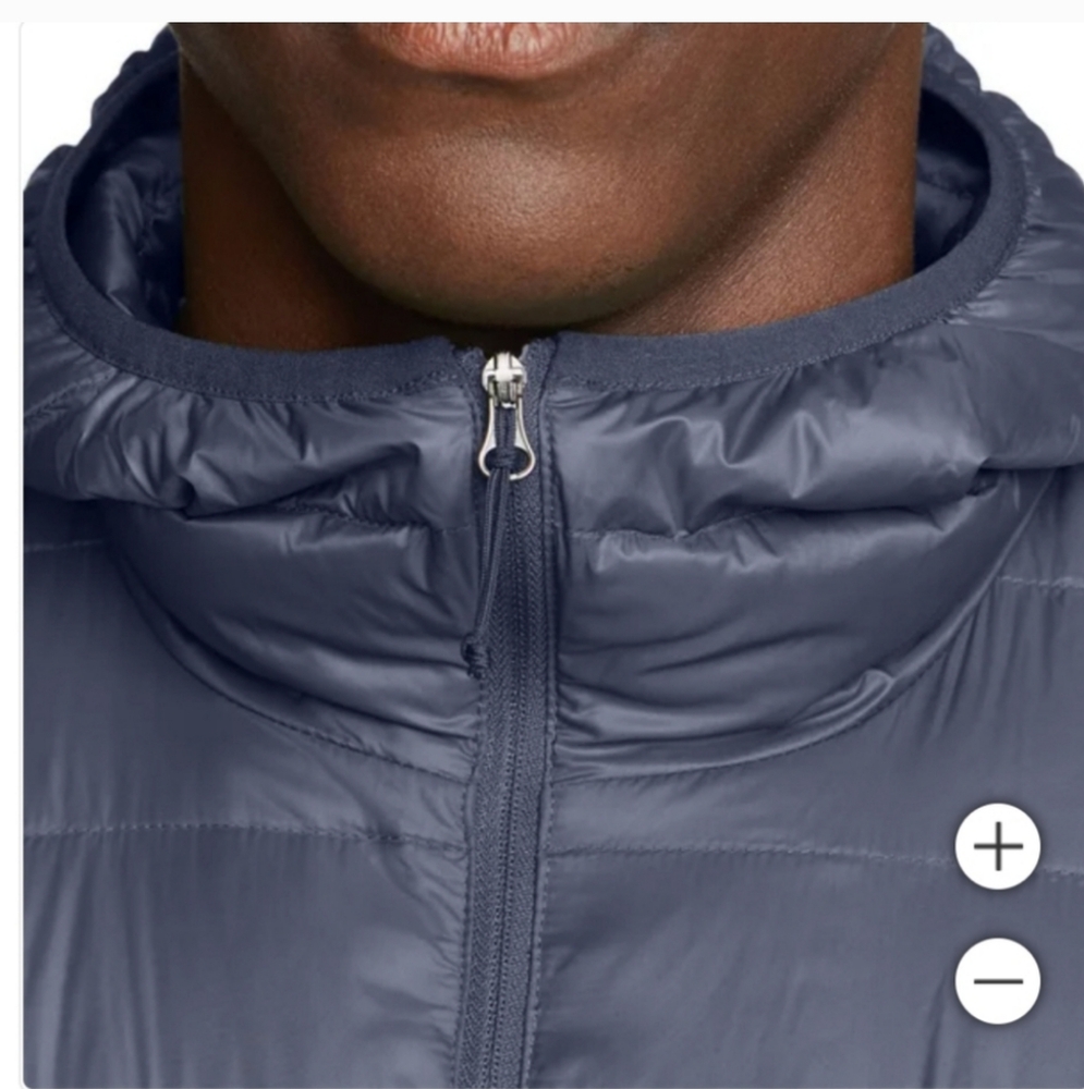 Eddie Bauer Men's Black Down Puffer Jacket with Hood Winter Warm nwt - Picture 6 of 6